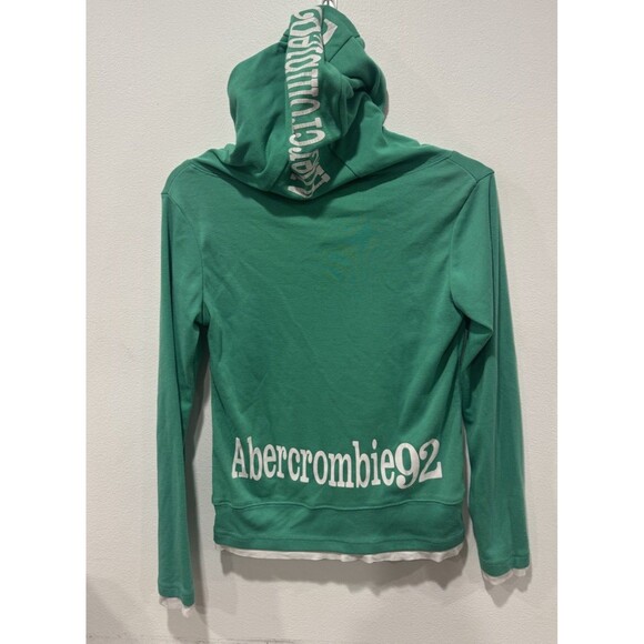 Vintage Y2K Abercrombie & Fitch Hoodie Women’s Green Hooded Sweatshirt Size S - Picture 6 of 8